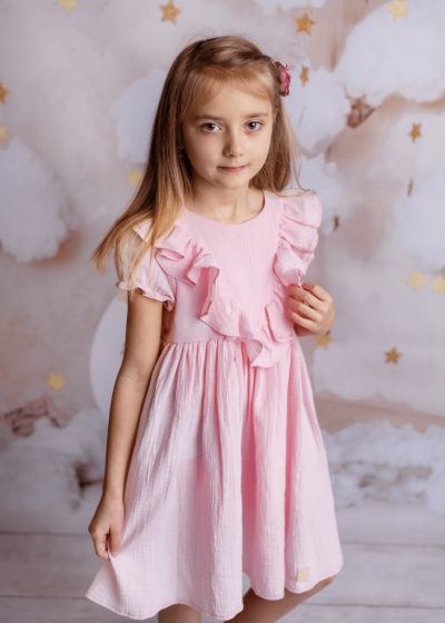 Livia muślinowa sukienka różowa dla dziewczynki