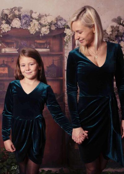 Luna komplet mama córka aksamitna sukienka