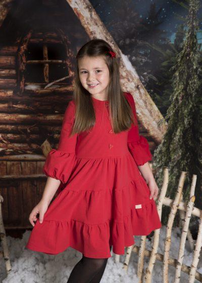Scarlet czerwona sukienka z falbanką dla dziewczynki