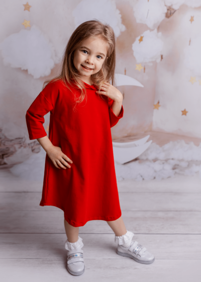 Cherry czerwona sukienka dla dziewczynki tunika