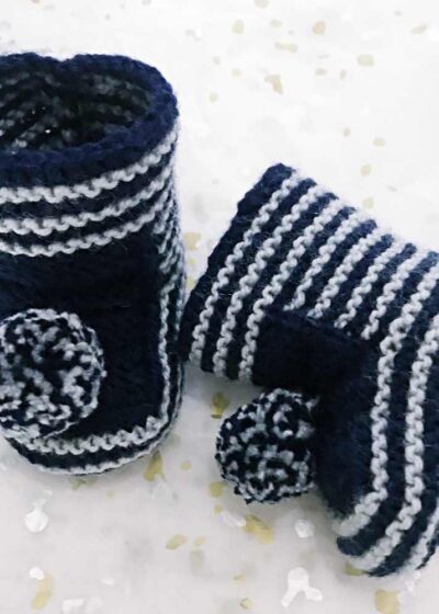 Granatowe buciki niemowlęce skarpety handmade