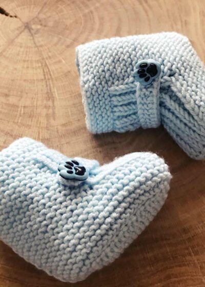 Niebieskie buciki niemowlęce skarpety handmade