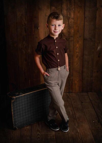 Stylowa koszula dla chłopca czekoladowy brąz