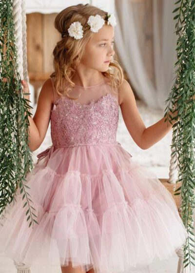 Anastazja sukienka z tiulem dla dziewczynki różowa