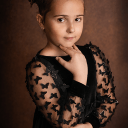 Butterfly aksamitna czarna sukienka dla dziewczynki