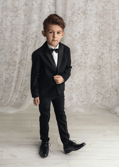 Luxury garniturowe spodnie czarne dla chłopca