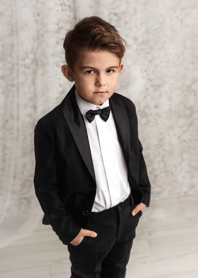 Luxury czarna muszka dla chłopca do koszuli