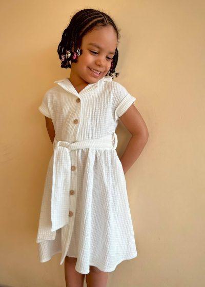 Seila elegancka biała sukienka dla dziewczynki