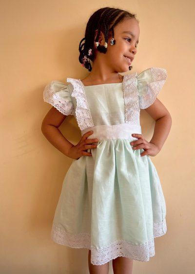 Louise lniana sukienka dla dziewczynki vintage