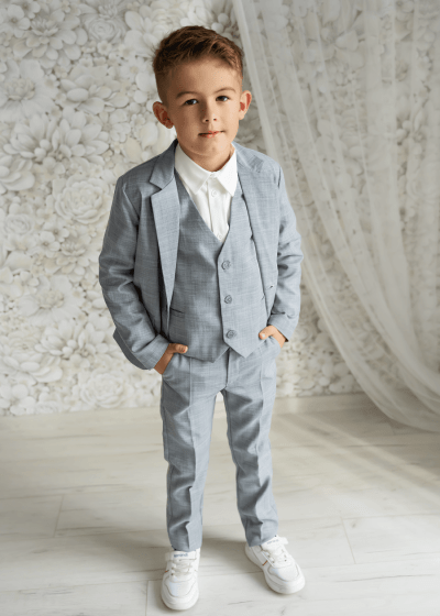 Franco szary garnitur dla chłopca 3-częściowy